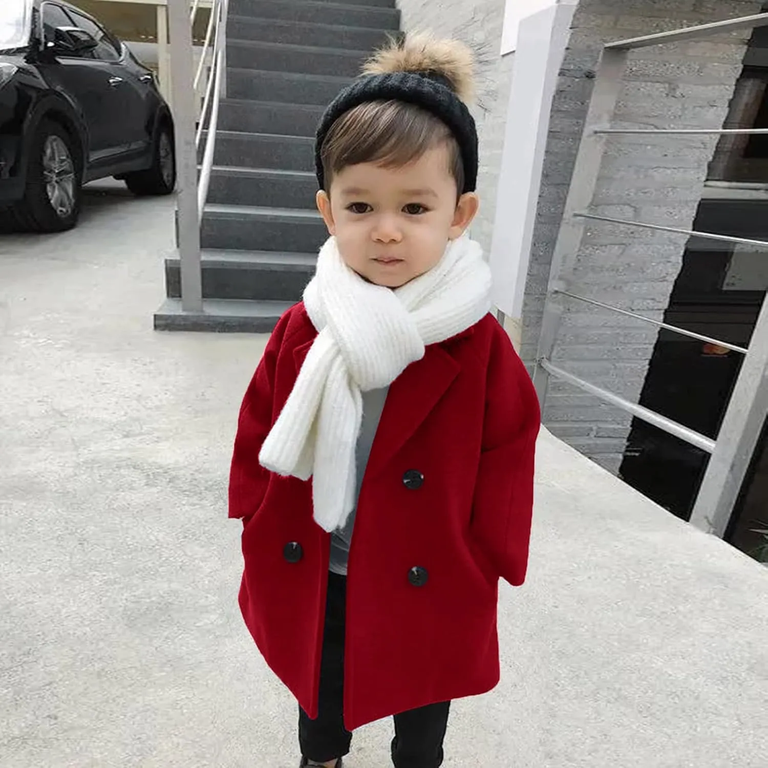 Kids Baby Girls Coat Jacket Warm Jacket Winter Simple Breasted Trench Coat Outwear Wool Blend Coat for 18M-6T