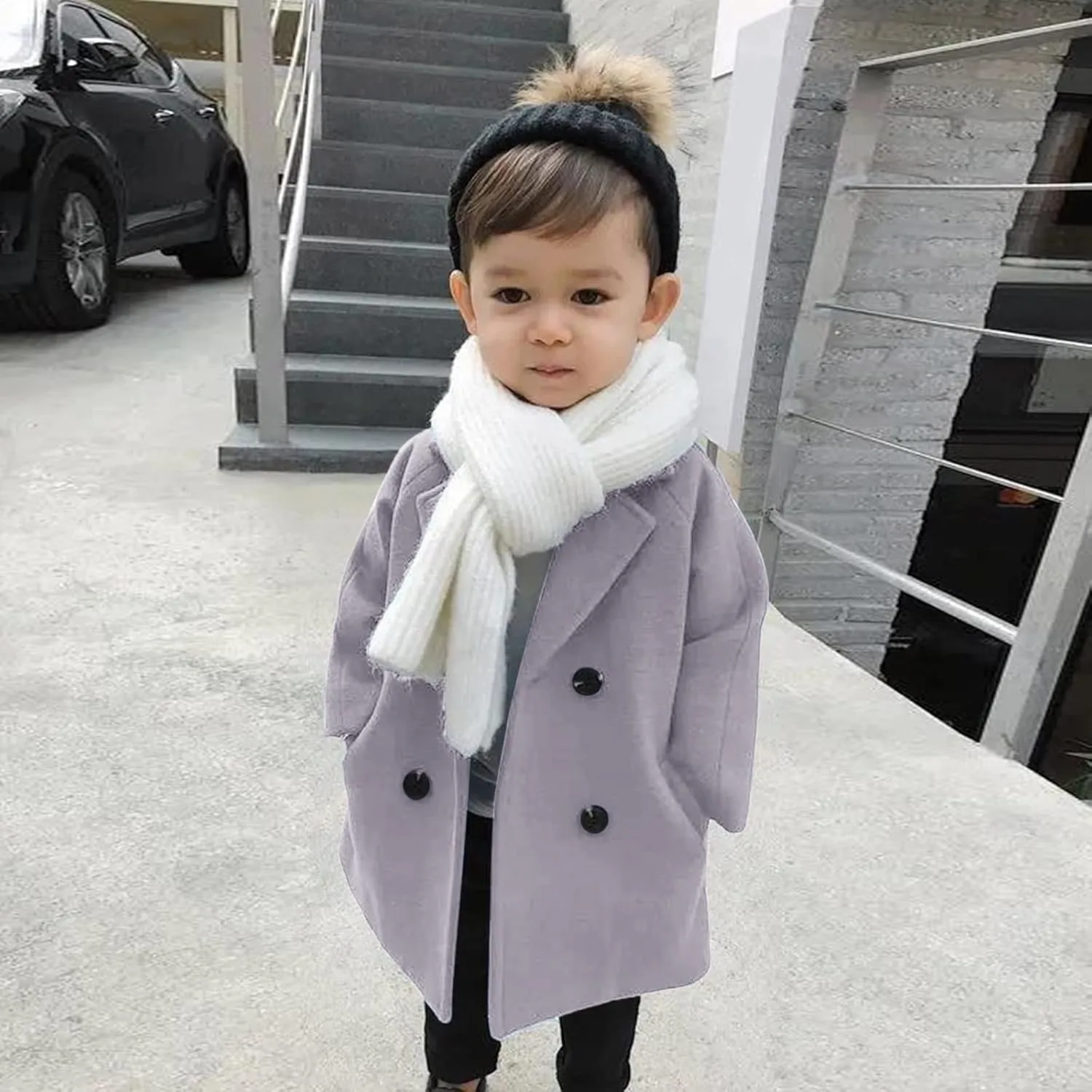 Kids Baby Girls Coat Jacket Warm Jacket Winter Simple Breasted Trench Coat Outwear Wool Blend Coat for 18M-6T
