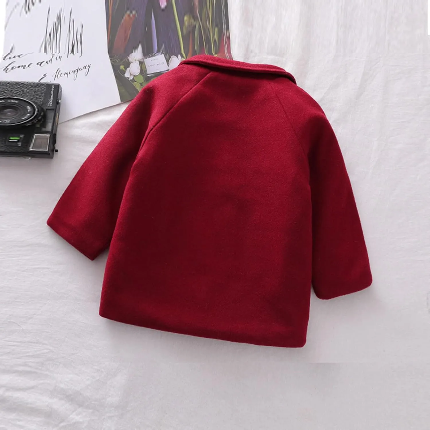 Kids Baby Girls Coat Jacket Warm Jacket Winter Simple Breasted Trench Coat Outwear Wool Blend Coat for 18M-6T