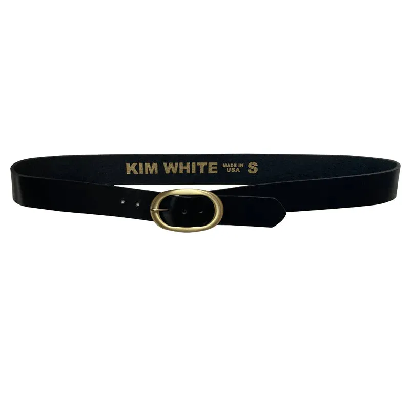 Kim White Classic Oval Belt - Black/Brass