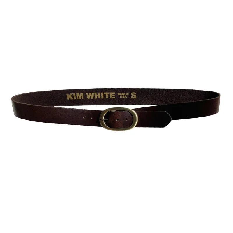 Kim White Classic Oval Belt - Chocolate Leather