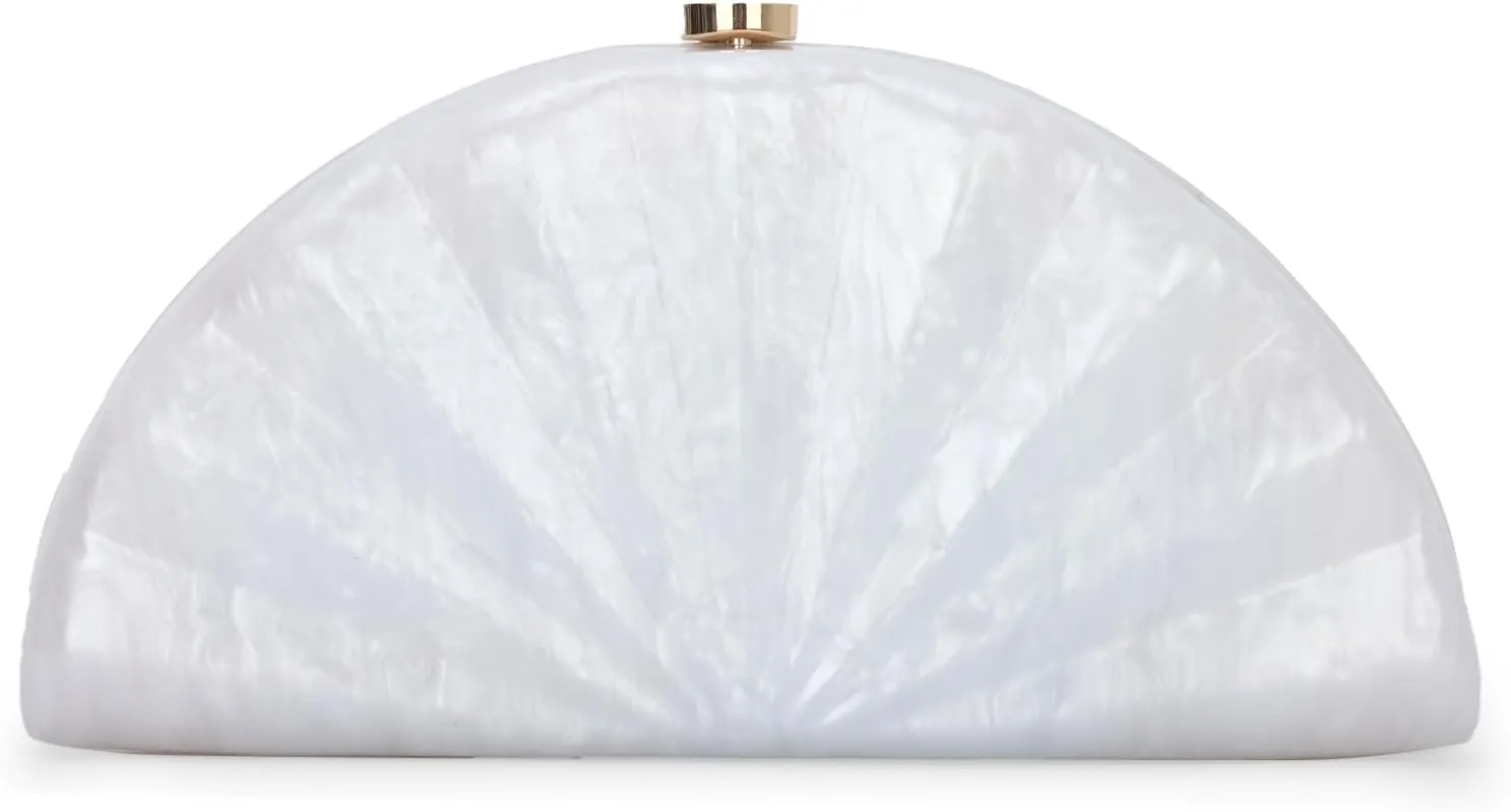 KUANG! Fan Shell Acrylic Clutch Handbag Marble Unique Purse Shell Clutch Evening Bag for Party