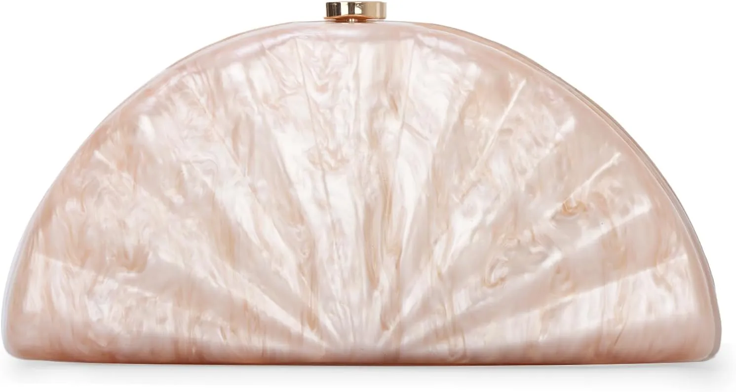 KUANG! Fan Shell Acrylic Clutch Handbag Marble Unique Purse Shell Clutch Evening Bag for Party