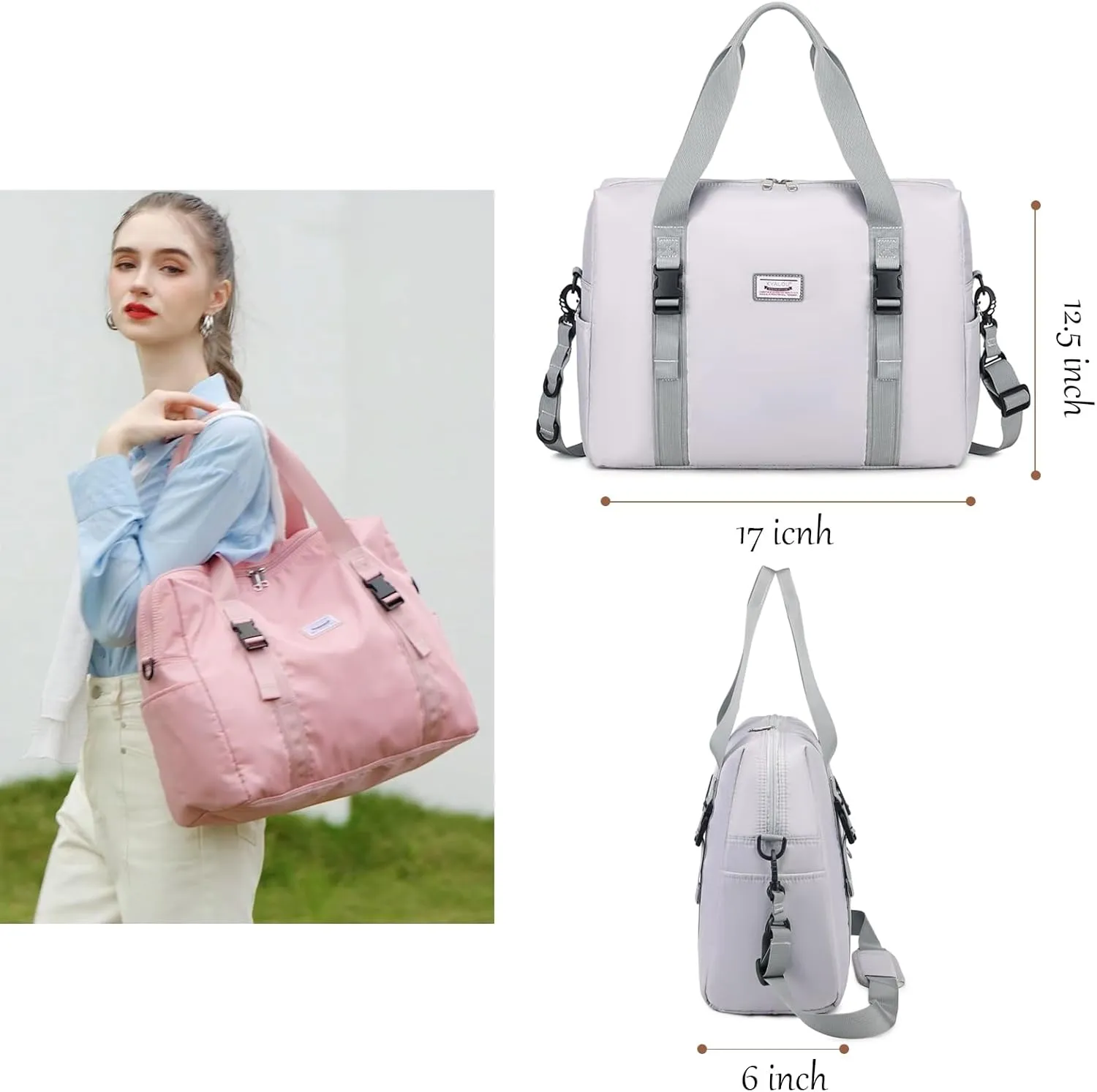 KYALOU Large Travel Tote Bag with Laptop Compartment, Waterproof Top Handle Bags Shoulder Crossbody Handbag