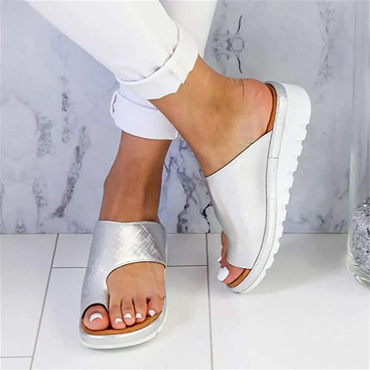 Ladmiple Orthopedic Sandals for Women Comfortable Slippers with Arch Support Anti-Slip Breathable Sandal Beach Flip Flop