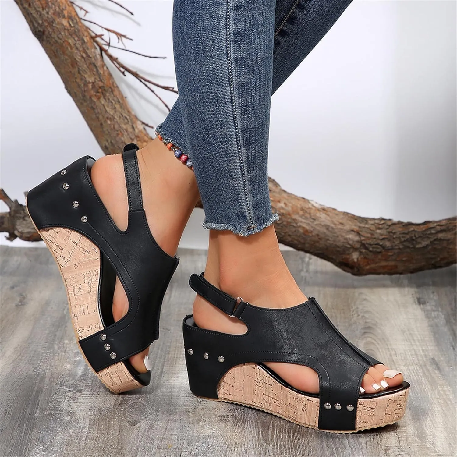 Ladmiple Platform Sandals Women Dressy Comfy Wedges Sandals Slip on Ankle Strap Open Toe Comfortable Casual Summer Dress Shoe