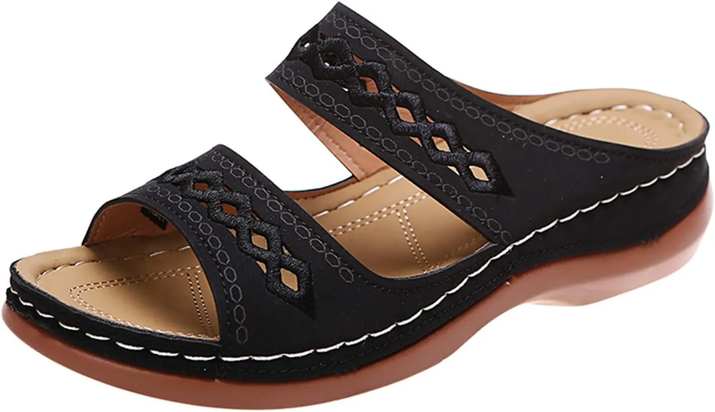Ladmiple Sandalias para Mujer Elegantes, Sandals Women Orthopedic Open Toe Sandals Retro Anti-Slip Breathable Sandals