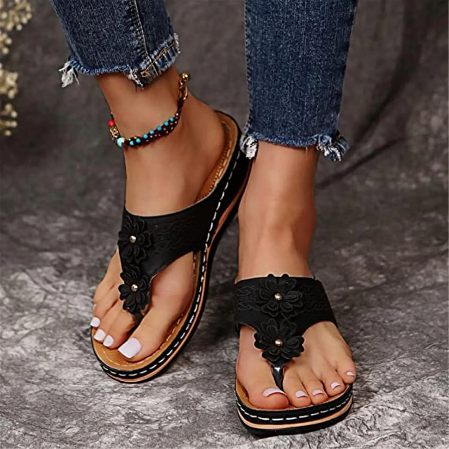 Ladmiple Sandals for Women Casual Summer 2023 Orthopedic Sandals Arch Support Slippers Roman Open Toe Flip Flops Shoes