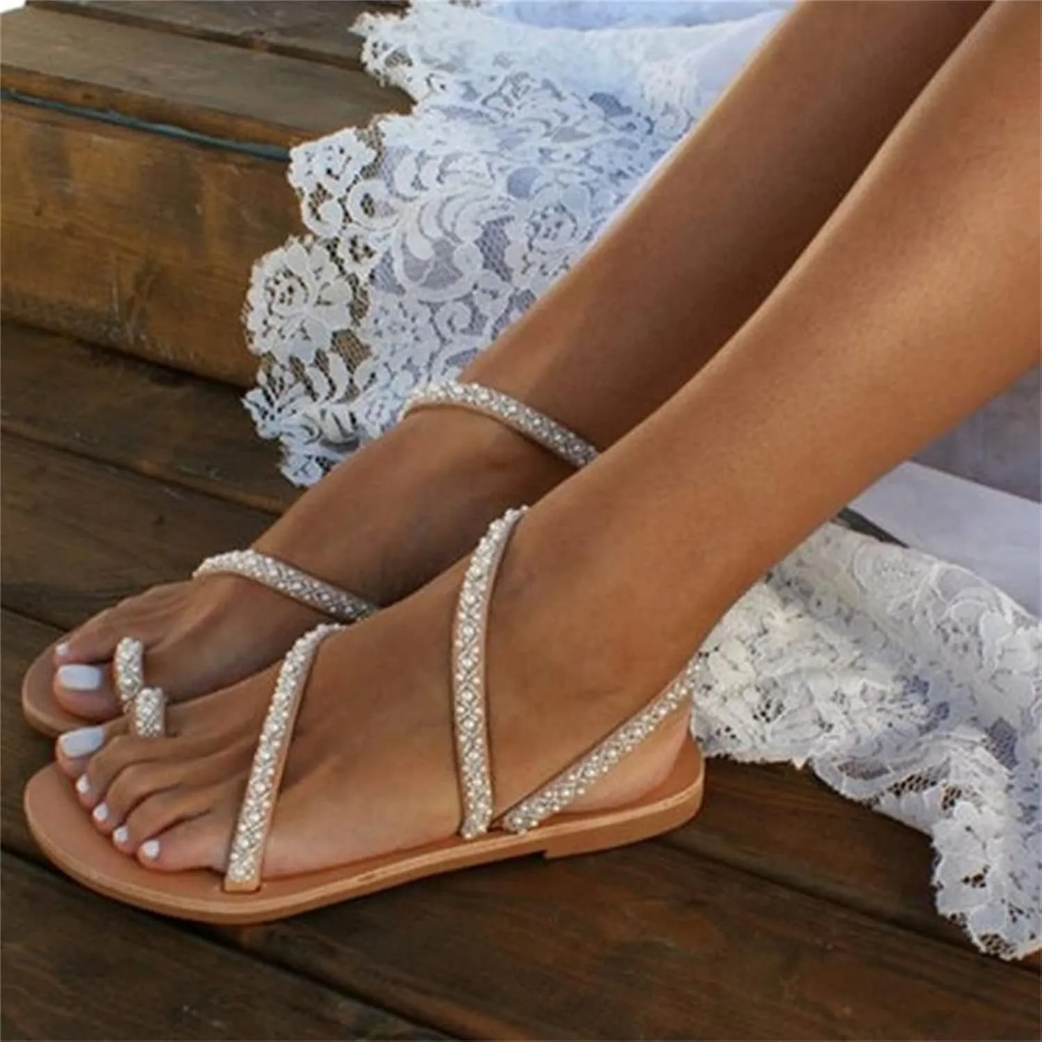 Ladmiple Sandals for Women Dressy Summer,Womens Casual Cute Bow Knot Shoes Sandals Comfy Beach Wide Width Flats Sandal