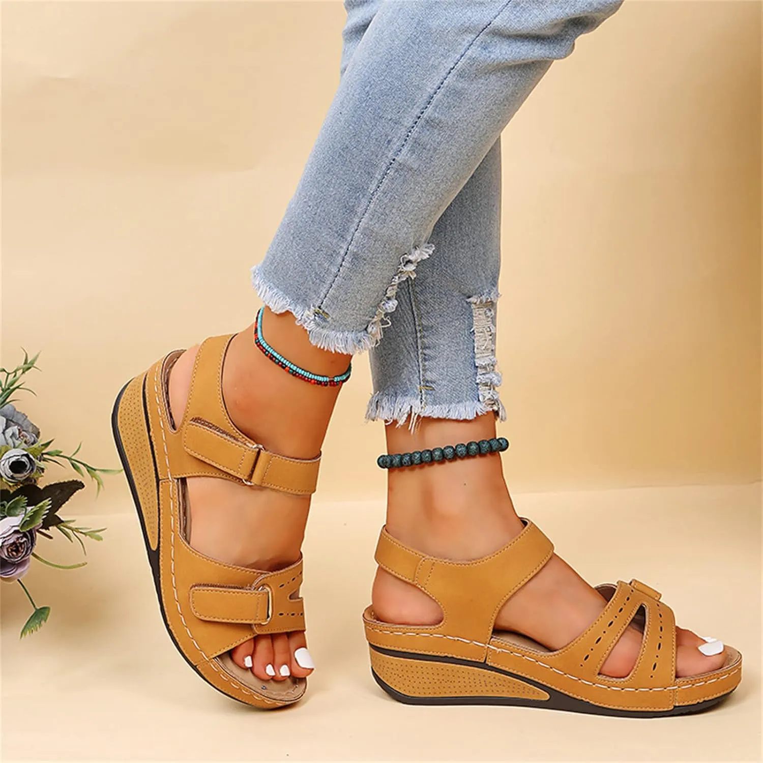 Ladmiple Womens Sandal Comfortable Causal 2023 Summer Flip Flop with Arch Support Beach Roman Open Toe Orthopedic Sandal