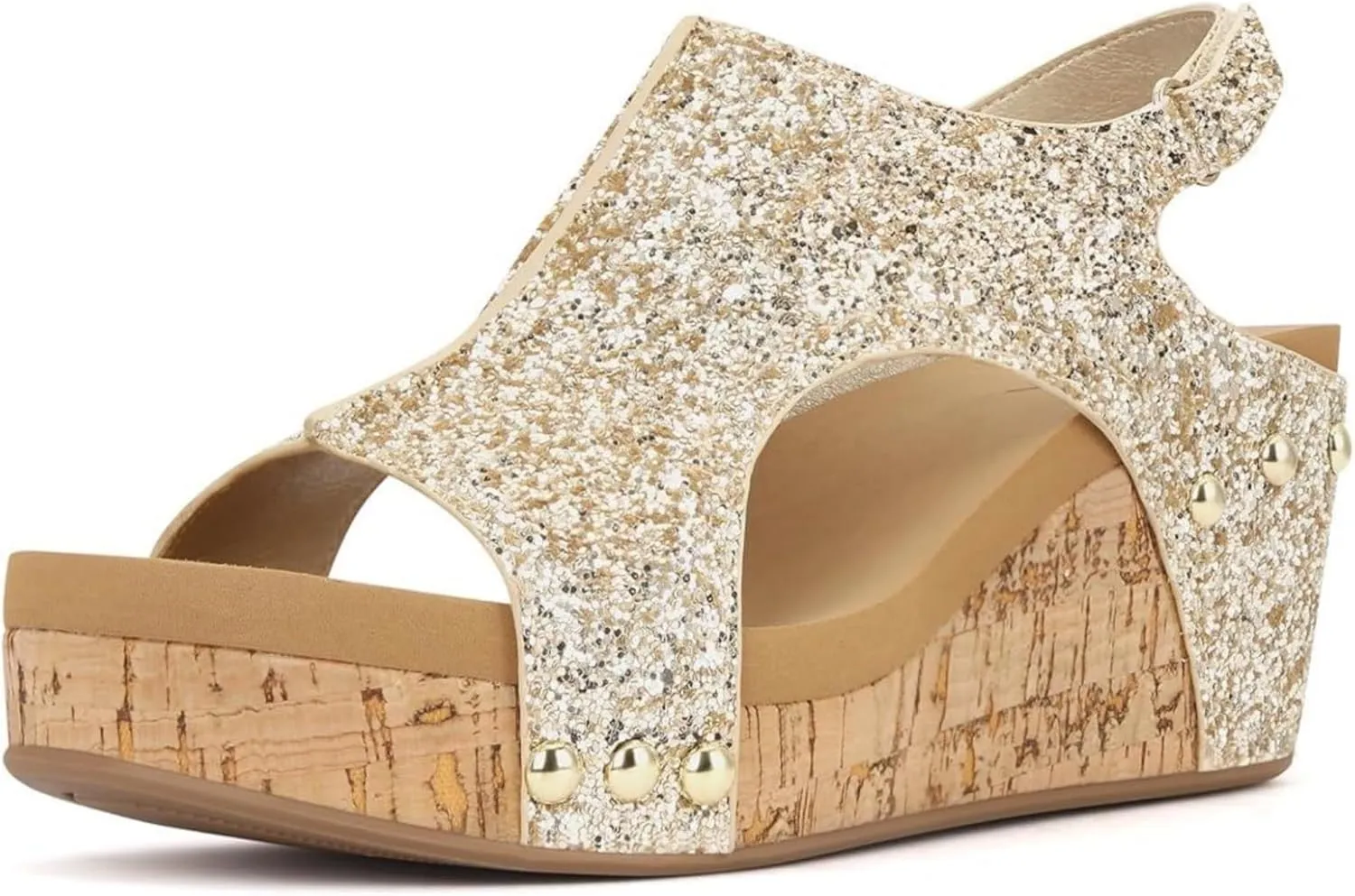Ladmiple Womens Sandals Comfortable Dressy Wedge Heel Slip on Rhinestone Flatform Platform Sandals Casual Summer Dress Shoes