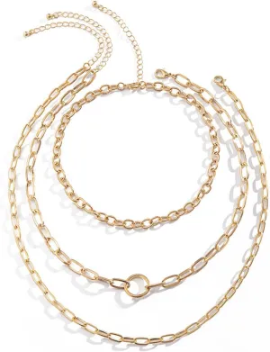 Layered Necklace, Dainty Layering Necklaces for Women Circle Chain Chain Necklaces Jewelry Gifts, 3 Pieces