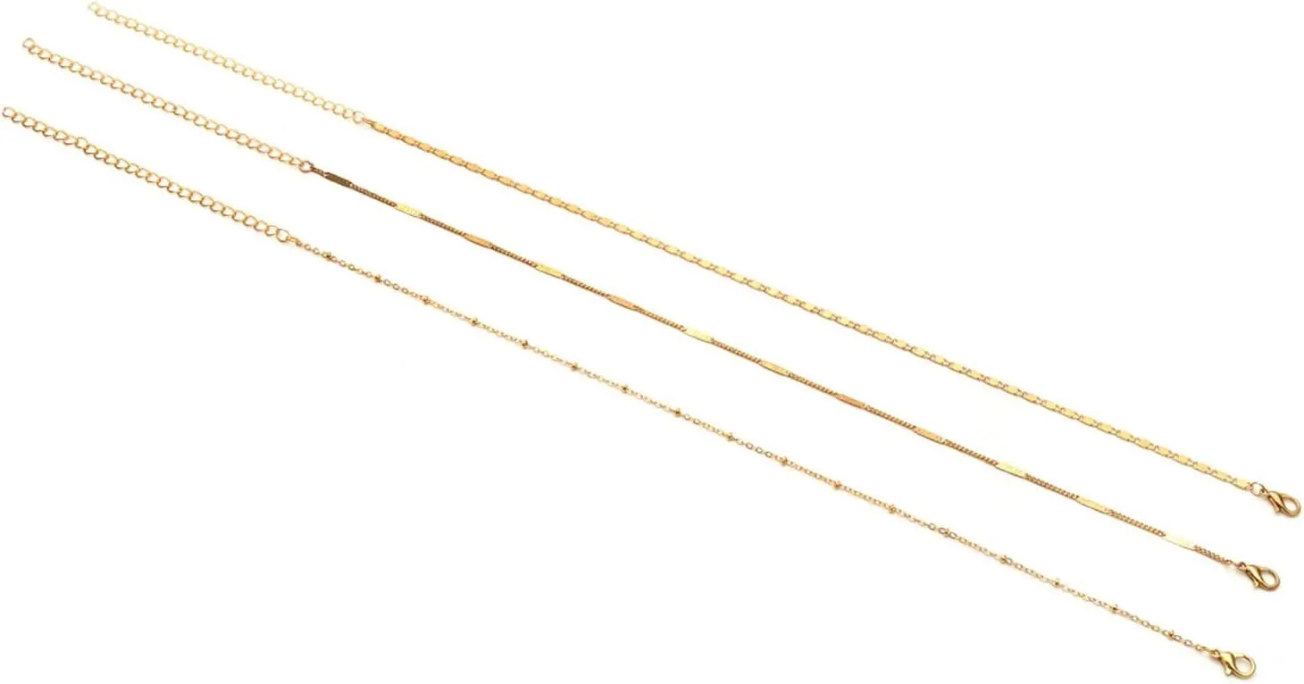 Layered Necklace, Layered Necklaces for Women Chain Chain Necklaces Jewelry Gifts, 3 Pieces, Gold, 38CM