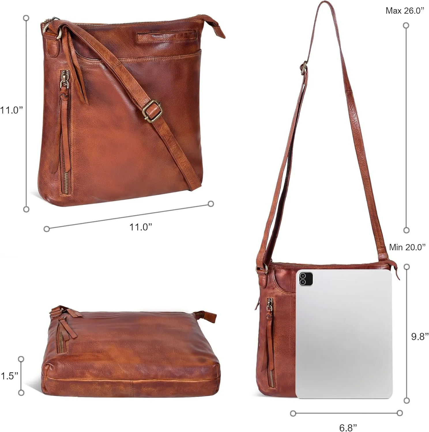 Leather Crossbody Bags for Women - Ladies Sling Handbags - Medium Cross body Purses Handbags - Purses For Women