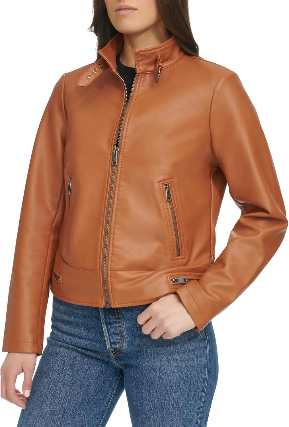 Levi's womens Faux Leather Motocross Racer Jacket (Standard and Plus)