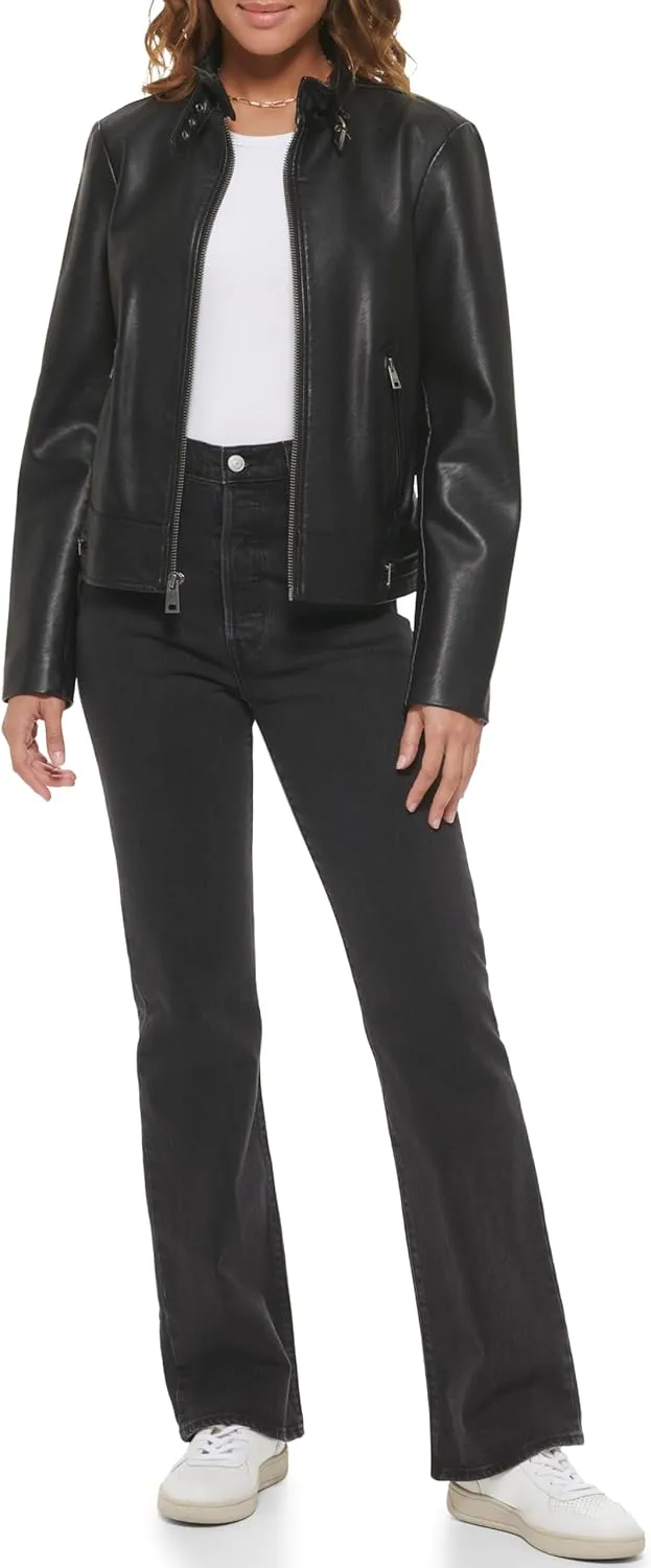 Levi's womens Faux Leather Motocross Racer Jacket (Standard and Plus)