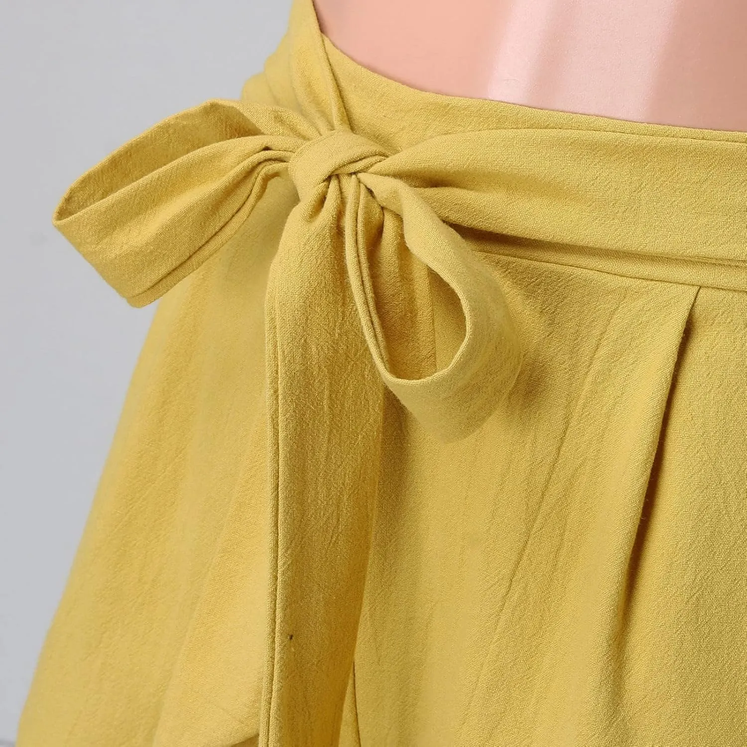 Linen Pants Women Summer Loose Fit Comfy Cotton Trousers Women's Cotton Linen Capri Pants Wide Leg Elastic Beach Pant