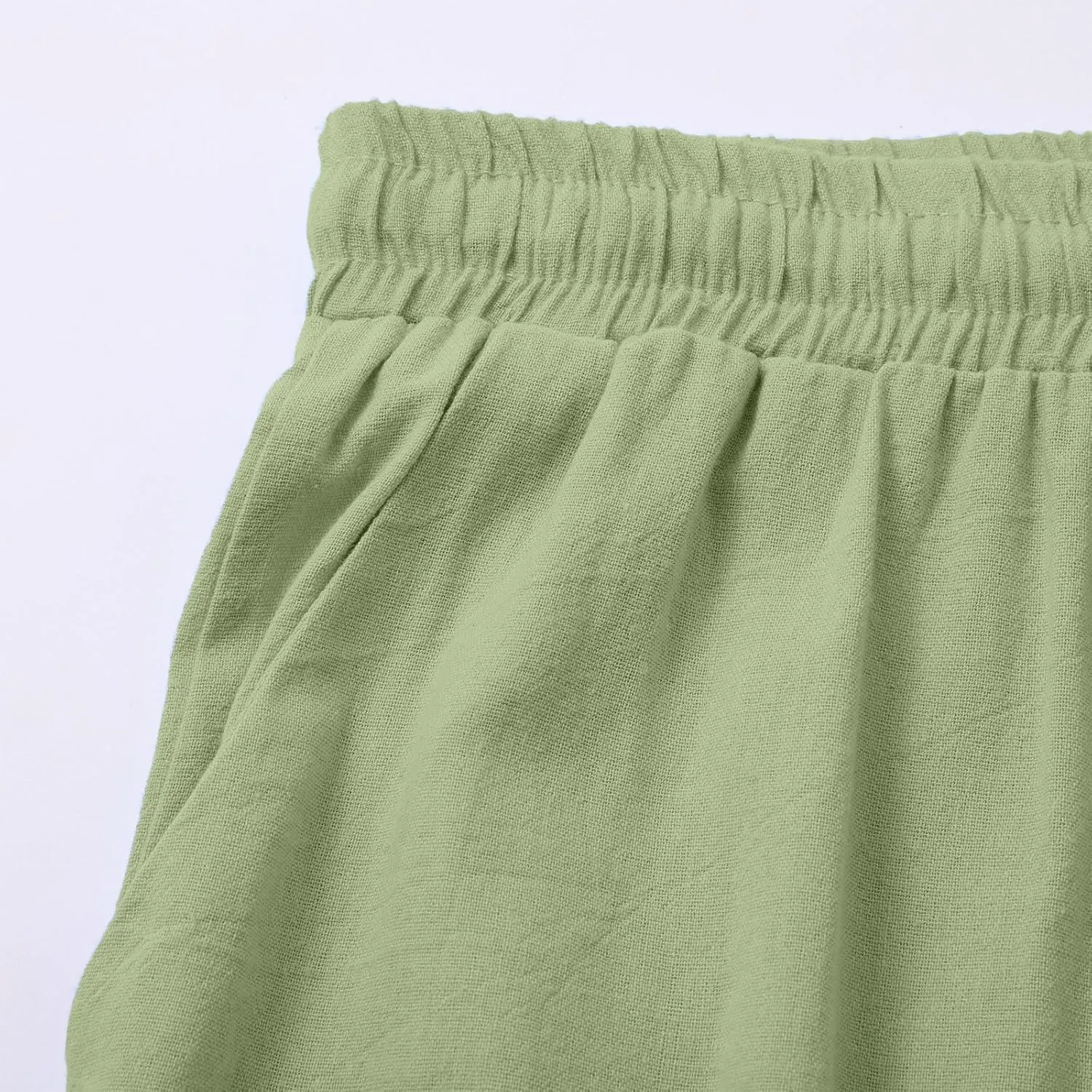 Linen Pants Women Summer Wide Leg Tall Beach Pants Petite High Waist Palazzo Casual Loose Flowly Trousers with Pockets