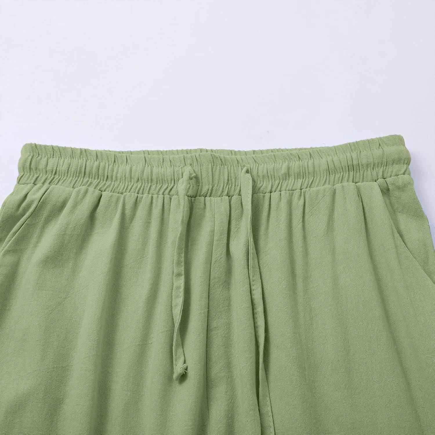 Linen Pants Women Summer Wide Leg Tall Beach Pants Petite High Waist Palazzo Casual Loose Flowly Trousers with Pockets
