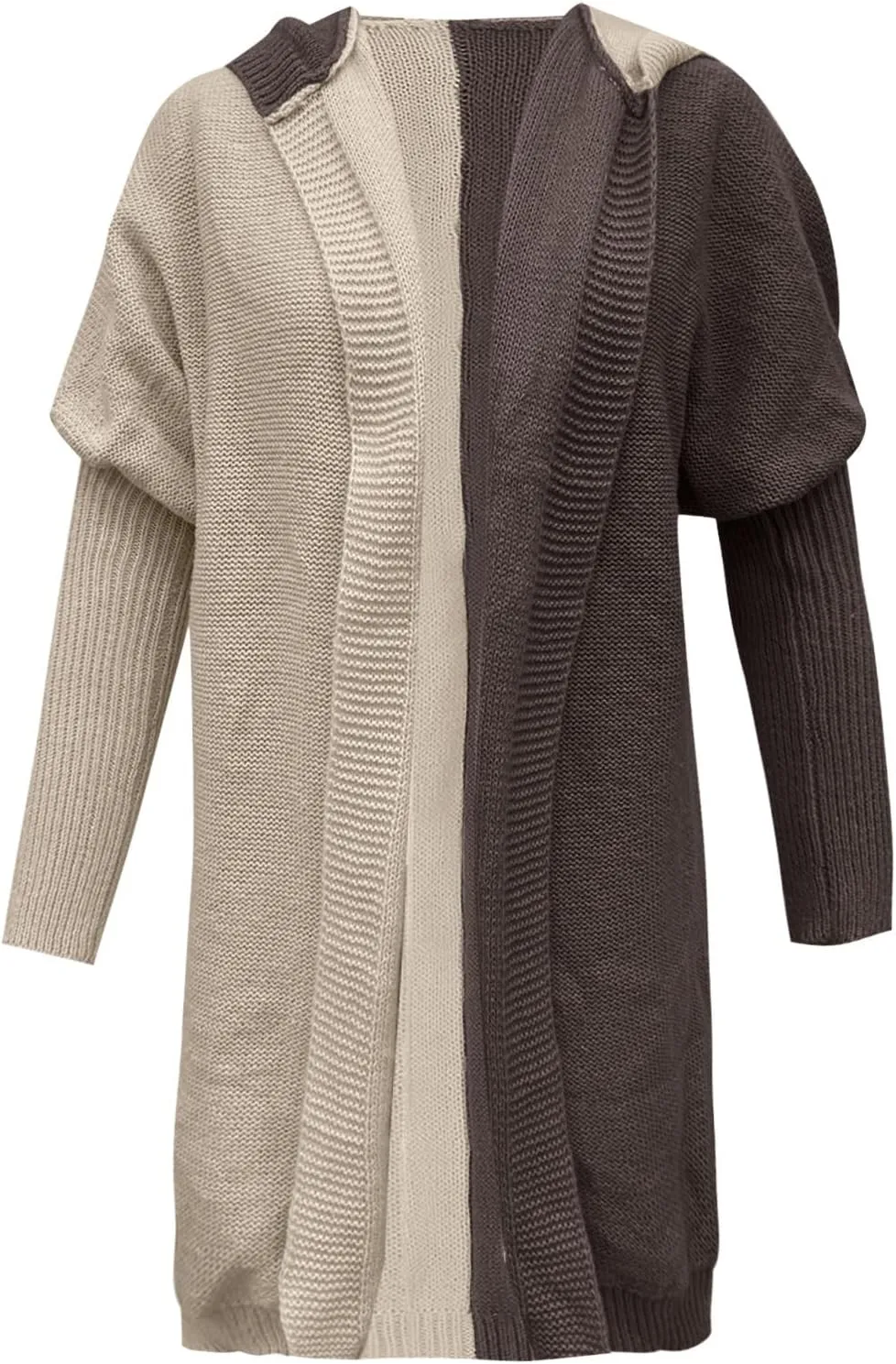 Long Cardigan Sweaters for Women Winter Coats Color Block Knit Sweater Fall Jackets with Hood Long Trench Coat