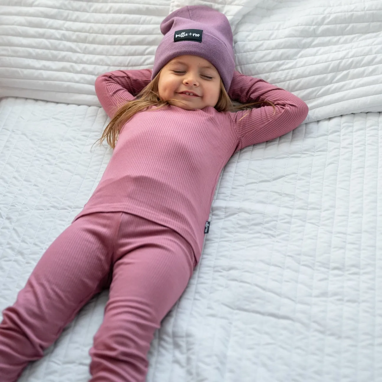 LONG SLEEVE 2 PIECE SETS- Mauve Ribbed