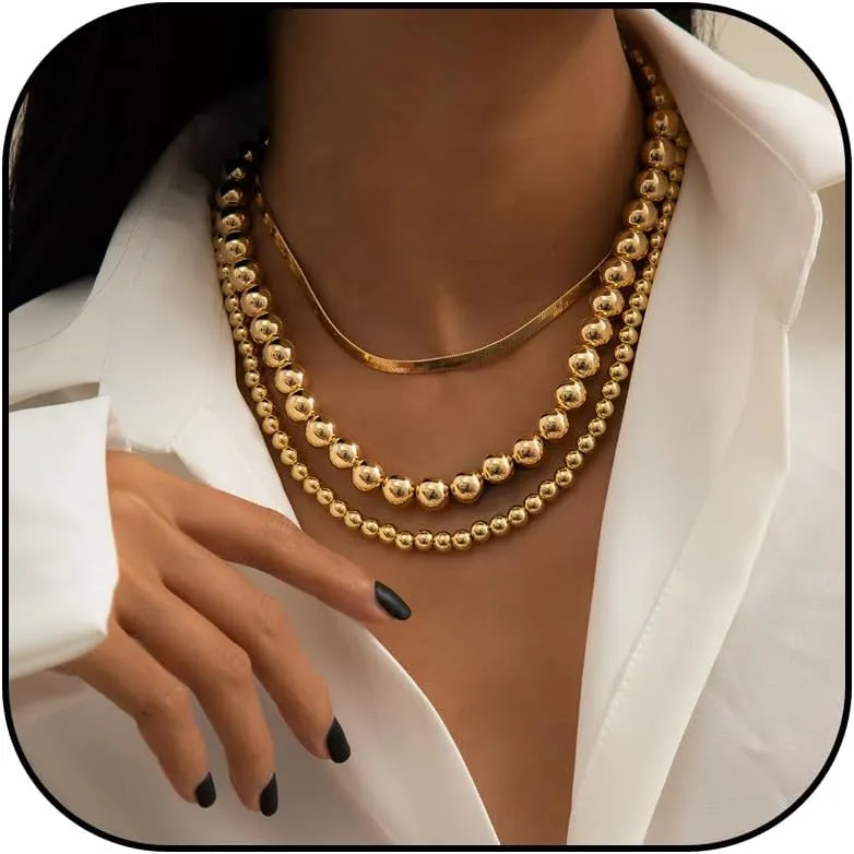 Long tiantian Gold Layered Necklaces for Women Chunky Gold Necklace Herringbone Paperclip Chain Necklace Trendy Necklaces for Women Gold Jewelry For Women Gift