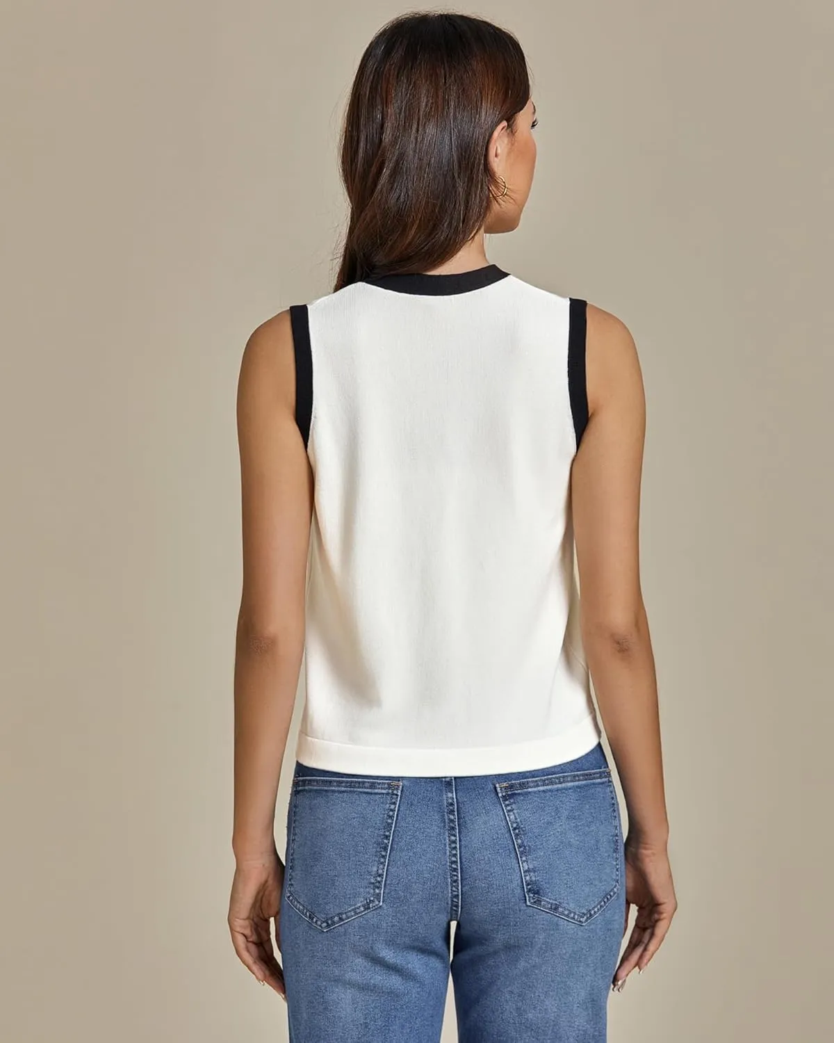 luvamia Knit Vest for Women Trendy Colorblock Button Down Dressy Casual Sleeveless Summer Sweater Vests Top with Pockets