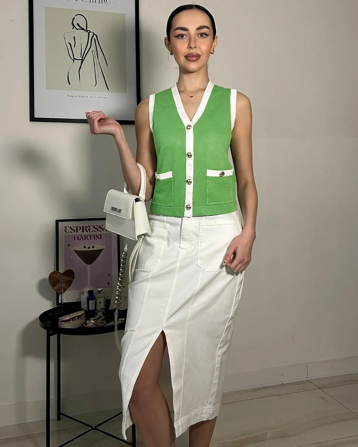luvamia Knit Vest for Women Trendy Colorblock Button Down Dressy Casual Sleeveless Summer Sweater Vests Top with Pockets
