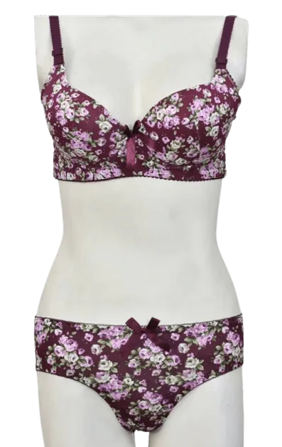 Luxury bra and panty sets price in Pakistan Spring Flowers Padded bra panty sets