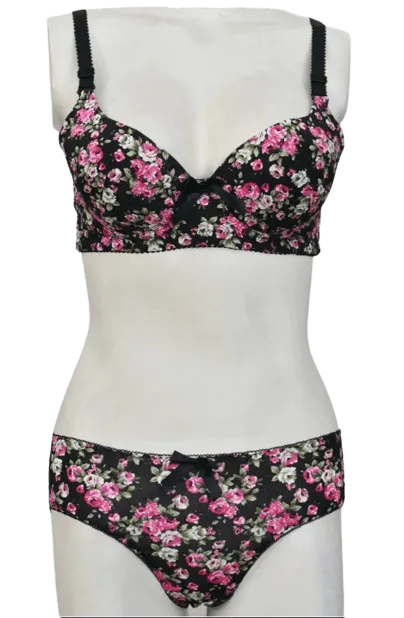 Luxury bra and panty sets price in Pakistan Spring Flowers Padded bra panty sets