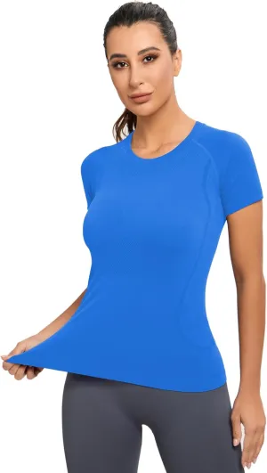 MathCat Workout Shirts for Women, Workout Tops for Women, Yoga Short Sleeve Shirts Soft Seamless Gym Shirts