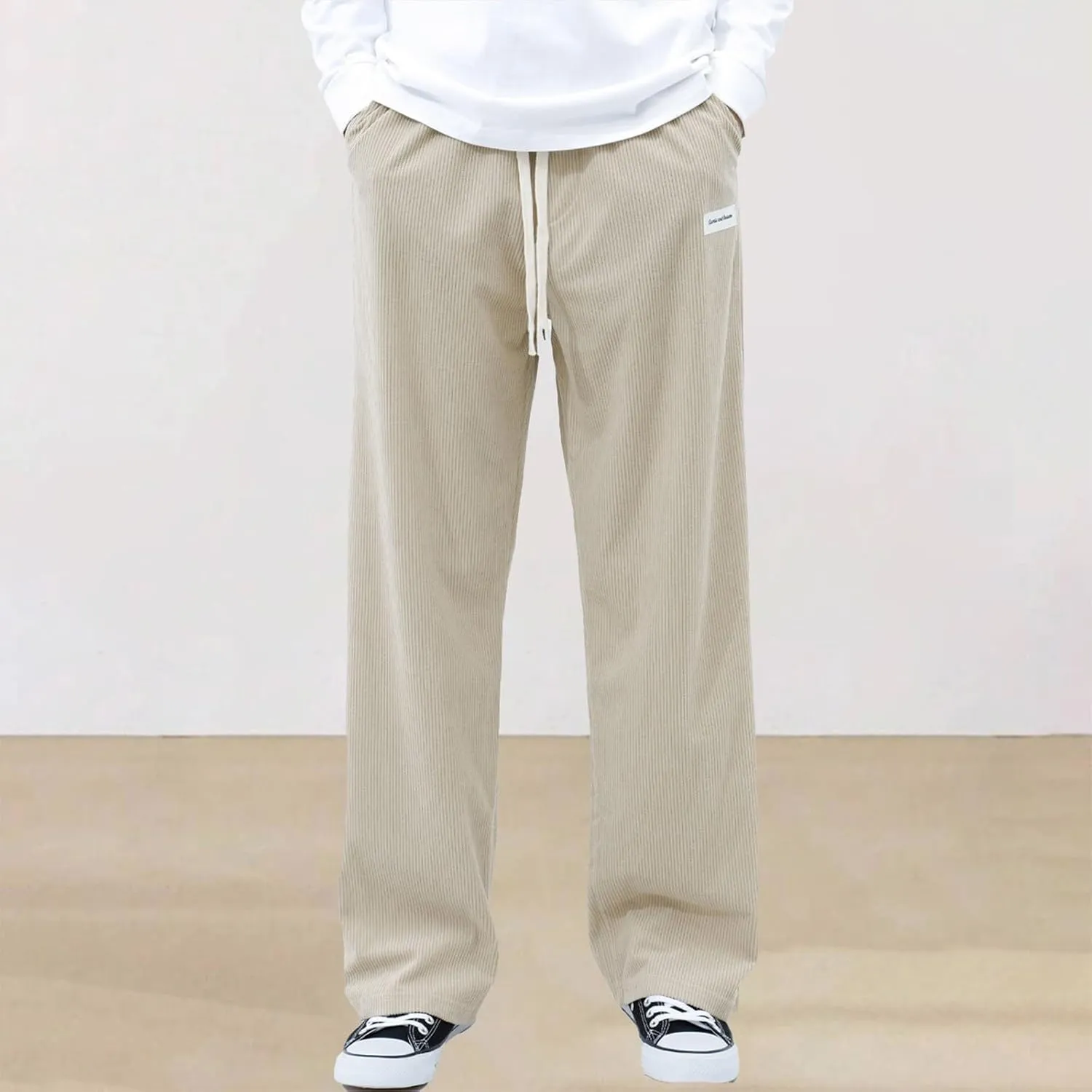 Men Cargo Combat Work Pants Casual Linen Stretch Waistband Pant Workwear Sweatpants Joggers Gym Yoga