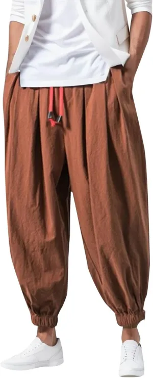 Men Cargo Combat Work Pants Casual Linen Stretch Waistband Pant Workwear Sweatpants Joggers Gym Yoga