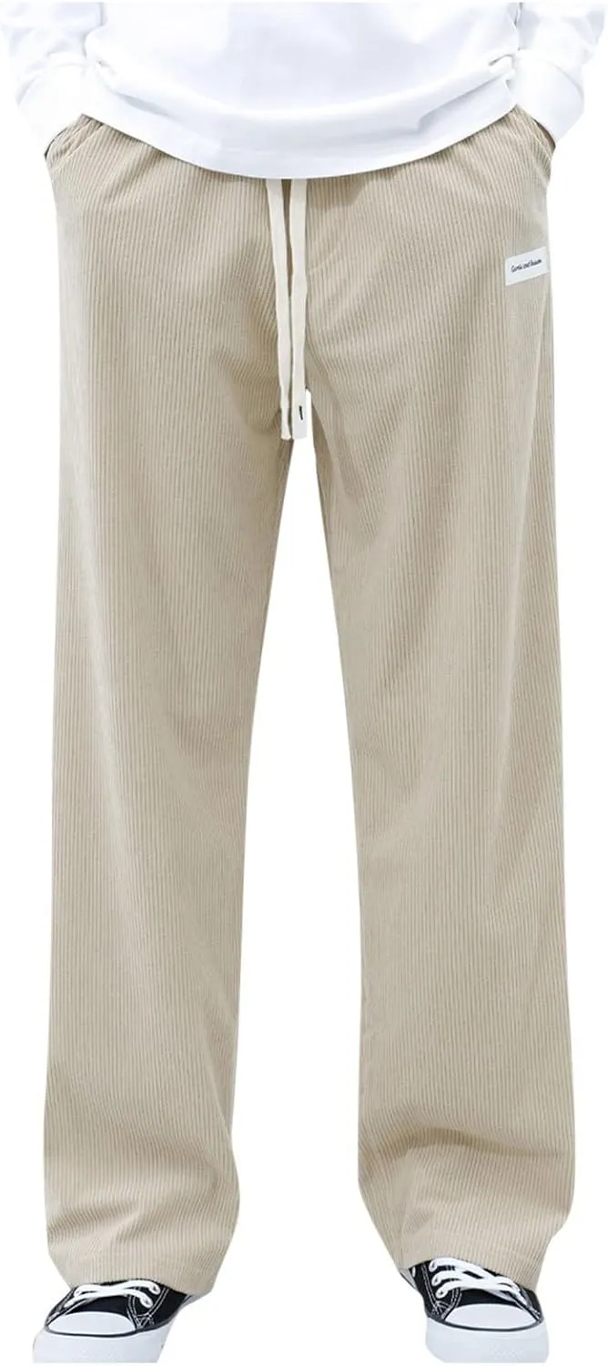 Men Cargo Combat Work Pants Casual Linen Stretch Waistband Pant Workwear Sweatpants Joggers Gym Yoga