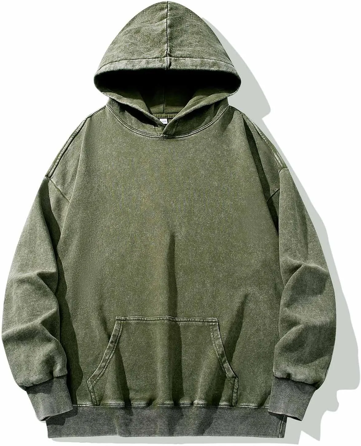 Men Casual Hoodies Plush Cotton Pullover Long Sleeve Oversized Sweatshirt Vintage Heavyweight Hoodie Men Streetwear