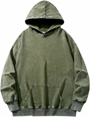 Men Casual Hoodies Plush Cotton Pullover Long Sleeve Oversized Sweatshirt Vintage Heavyweight Hoodie Men Streetwear