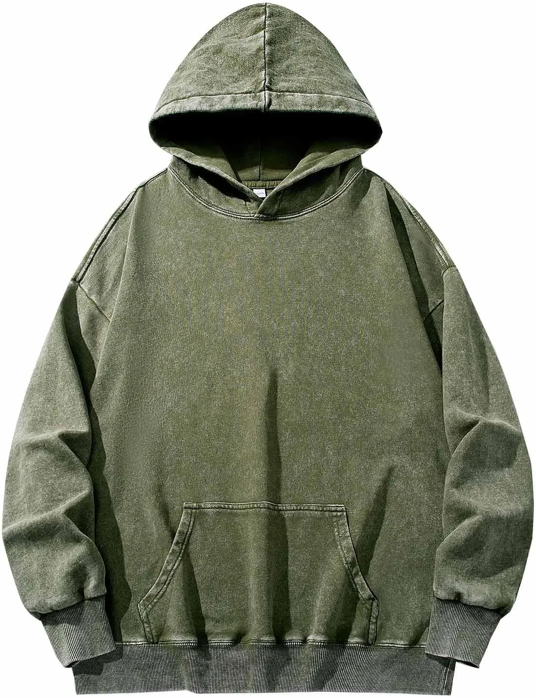 Men Casual Hoodies Plush Cotton Pullover Long Sleeve Oversized Sweatshirt Vintage Heavyweight Hoodie Men Streetwear
