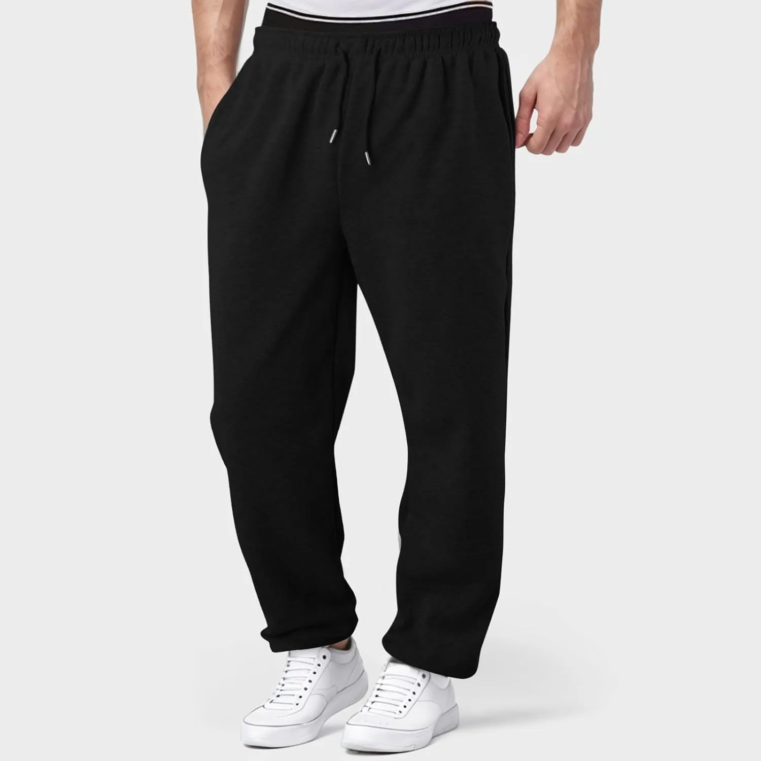 Men Combat Cargo Pants Casual Cotton Stretchy Linen Pant Cuffed Hem Sweatpants Joggers Loose Fit Yoga Sweat