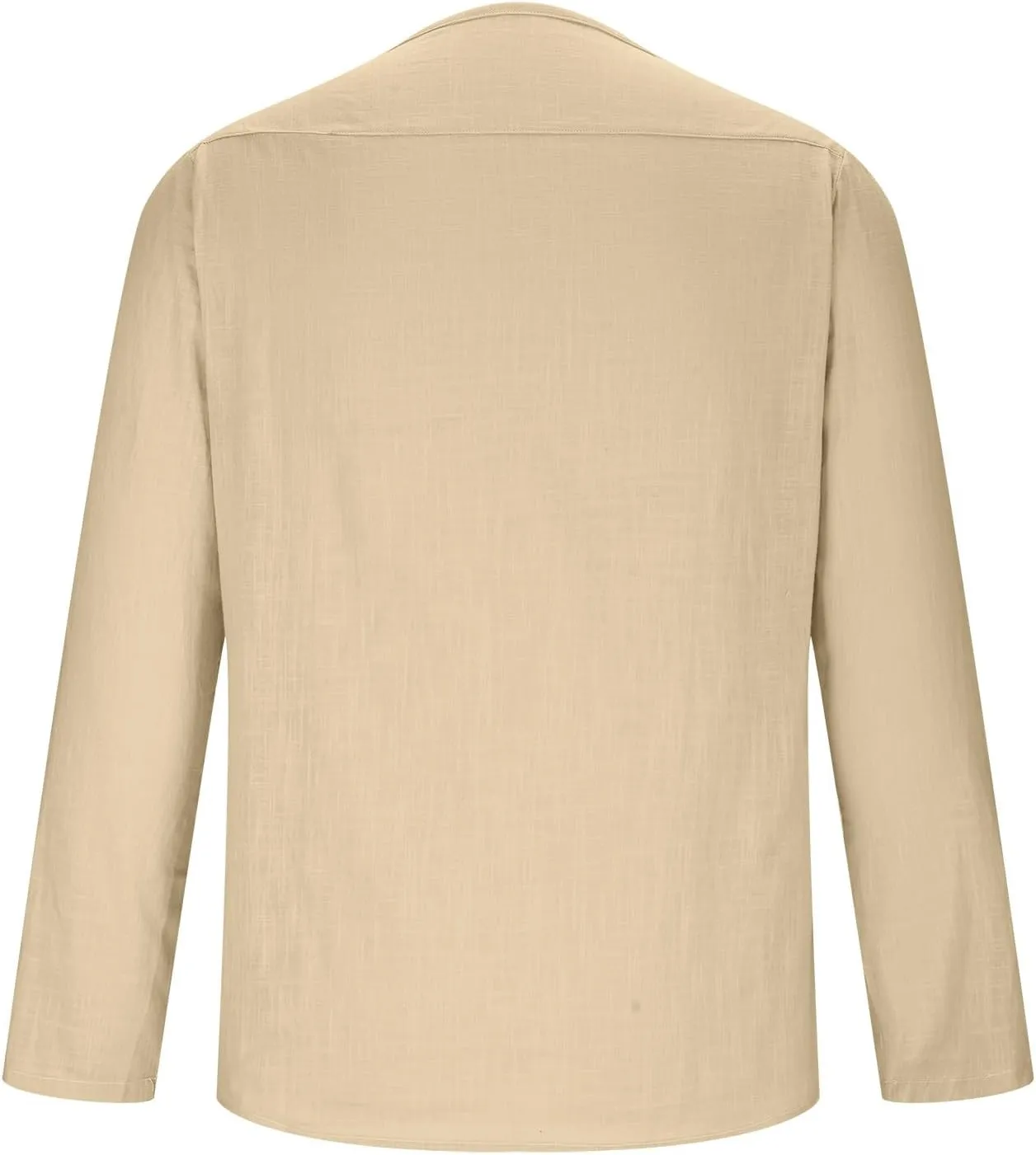 Men Long Sleeve Cotton Linen Tee Shirts Loose Crew Neck Solid Color Pullover Casual Fashion Comfort T-Shirts