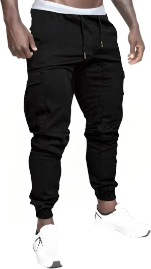 Mens 2023 Fashion Joggers Hiking Sweatpants Drawstring Waist Pants Work Sports Loose Fit Trousers with Pockets