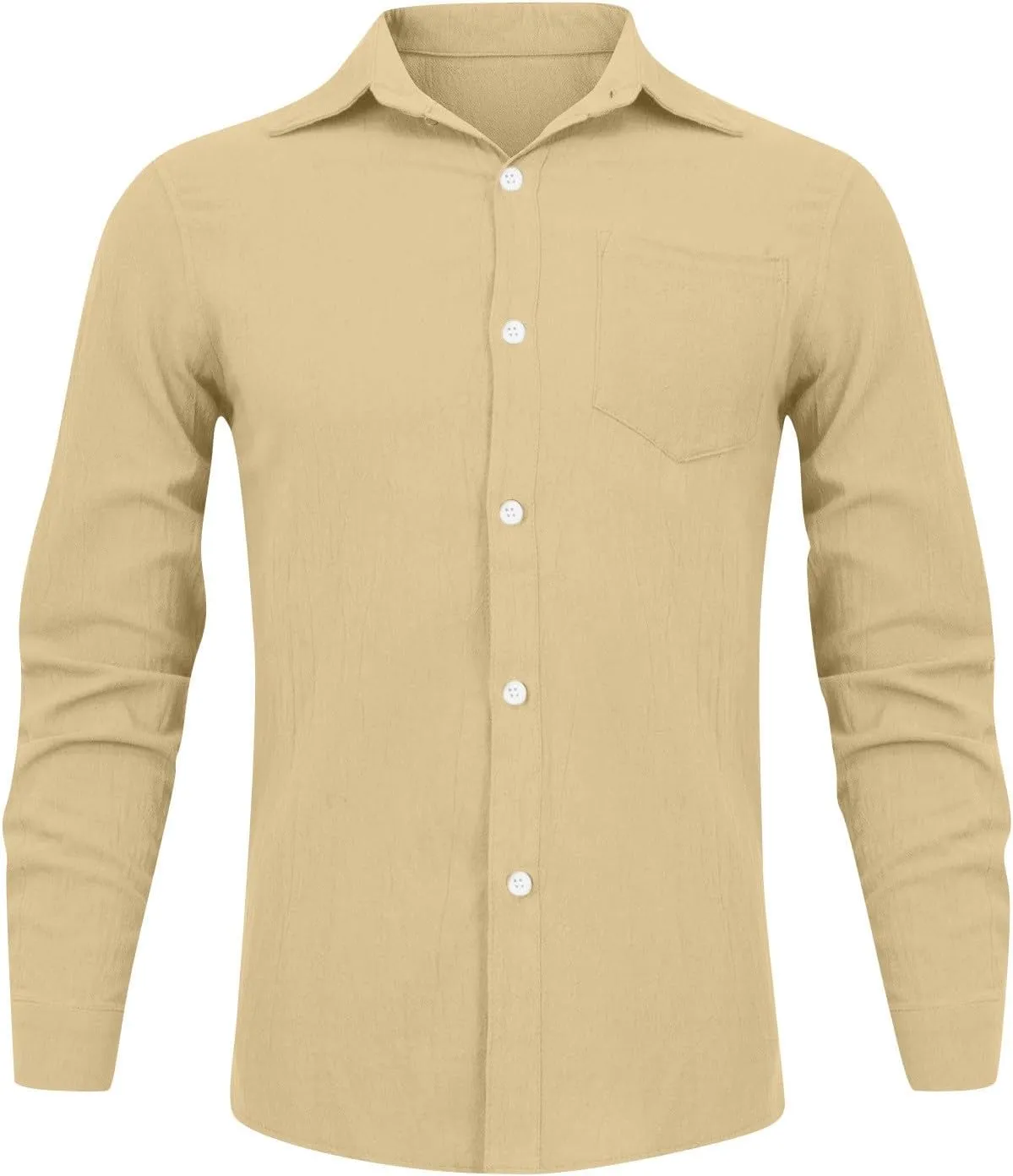 Men's Button Down Shirts Long Sleeve Casual Beach Shirts Vacation Wedding Party Vintage Dress Shirts with Pocket