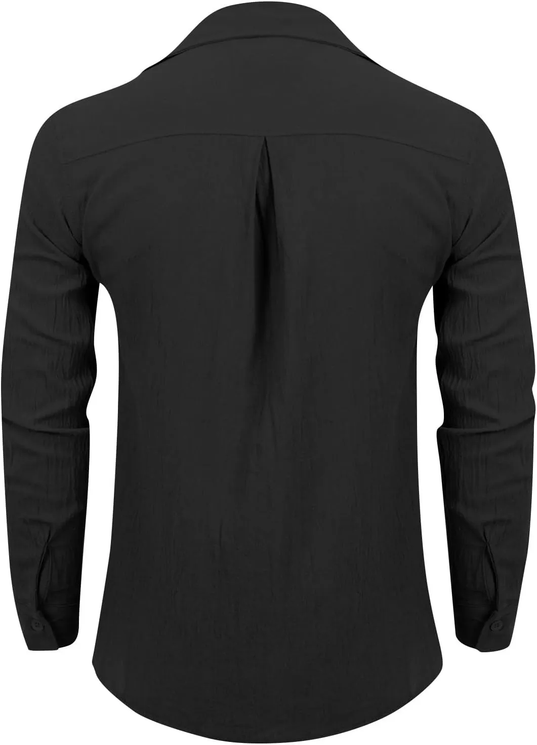 Men's Button Down Shirts Long Sleeve Casual Beach Shirts Vacation Wedding Party Vintage Dress Shirts with Pocket