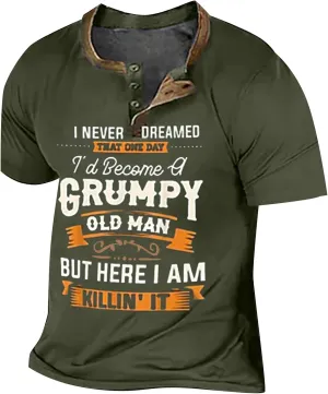 Men's Casual Henley Shirt Big and Tall Short Sleeve V Neck Button Up Workout Shirts Shirts 3D Graphic Print Tees