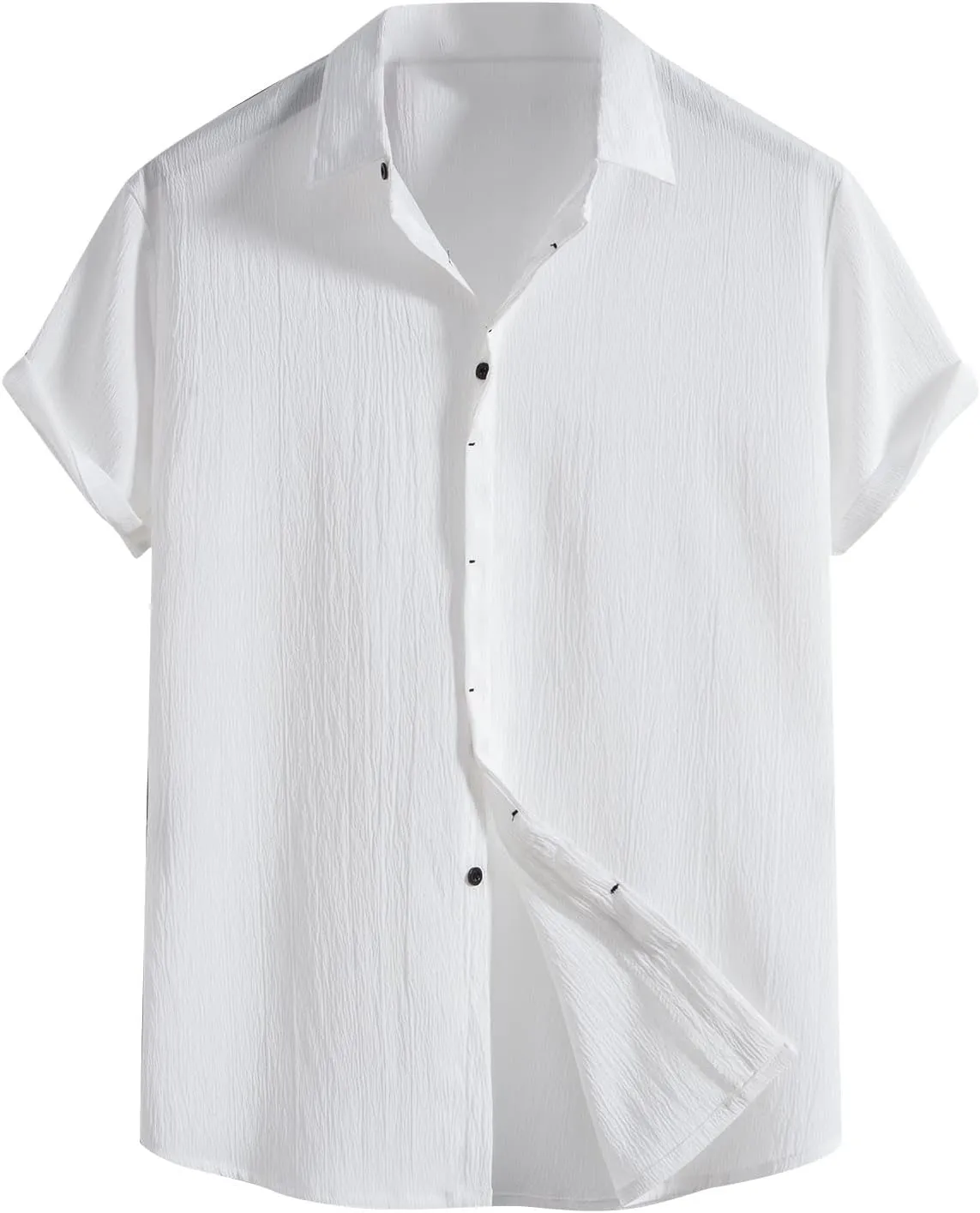 Mens Casual Linen Cotton Button Down Short Sleeve Shirts Cuban Camp Guayabera Beach Tops Lightweight Summer Shirt