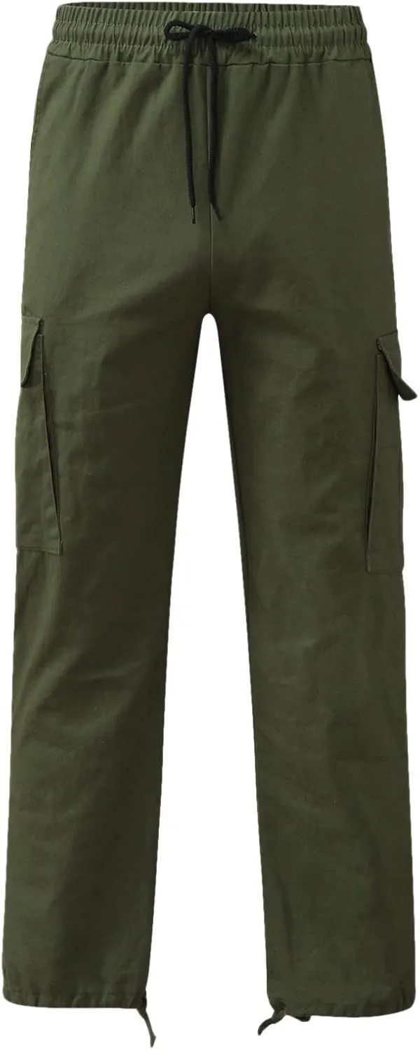Men's Causal Waist Color Sports Pants Loose-Fit Classic Comfy Daily Wear with Multi-Pocket Cargo Pants Joggers