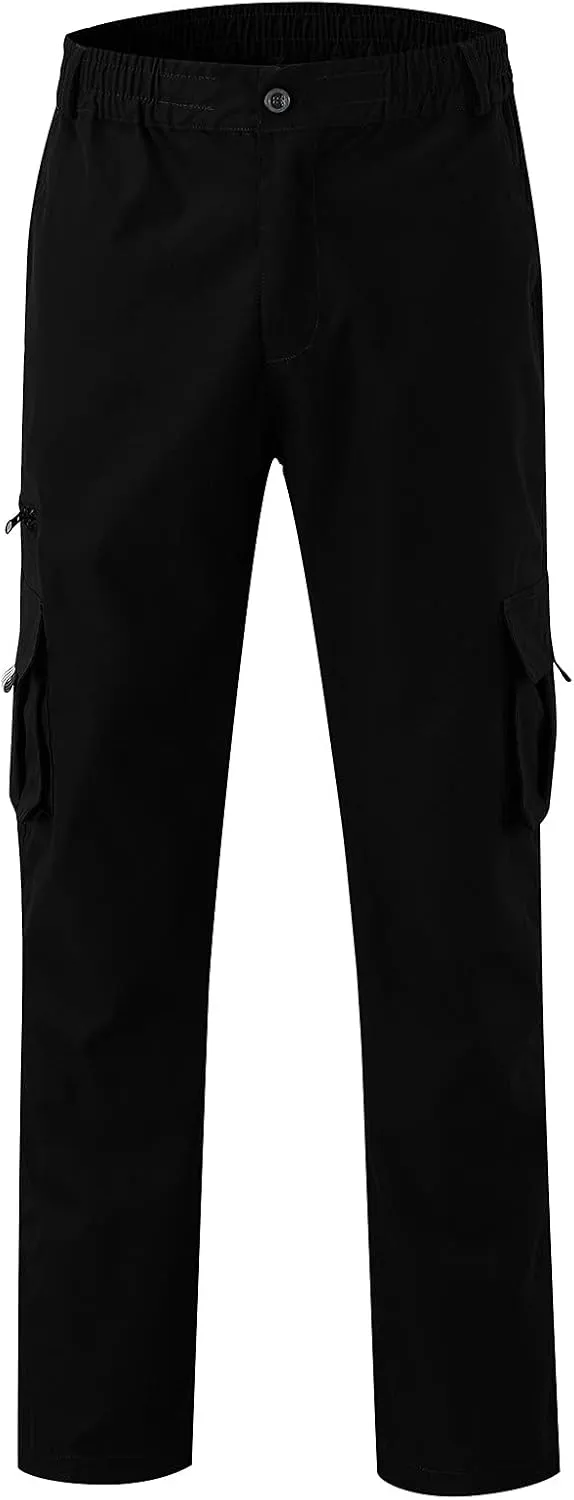 Men's Combat Cargo Pants Casual Linen Stretch Elastic Waist Pant Sweatpant Joggers Baggy Running Sports