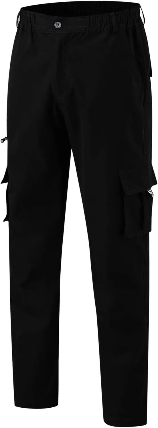 Men's Combat Cargo Pants Casual Linen Stretch Elastic Waist Pant Sweatpant Joggers Baggy Running Sports