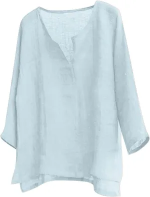 Mens Cotton Linen Henley Shirts Casual Trendy Long Sleeve Lightweight Vacation Tops Summer Beach Wedding Shirts