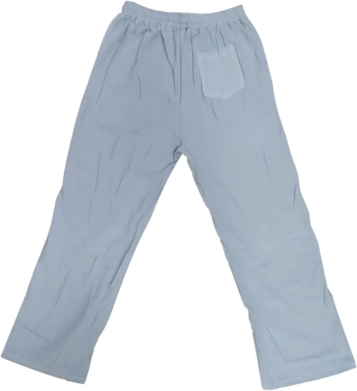 Mens Cotton Linen Pants Summer Drawstring Trousers Elastic Waist Casual Jogger Loose Beach Yoga Pants Solid Sweatpants