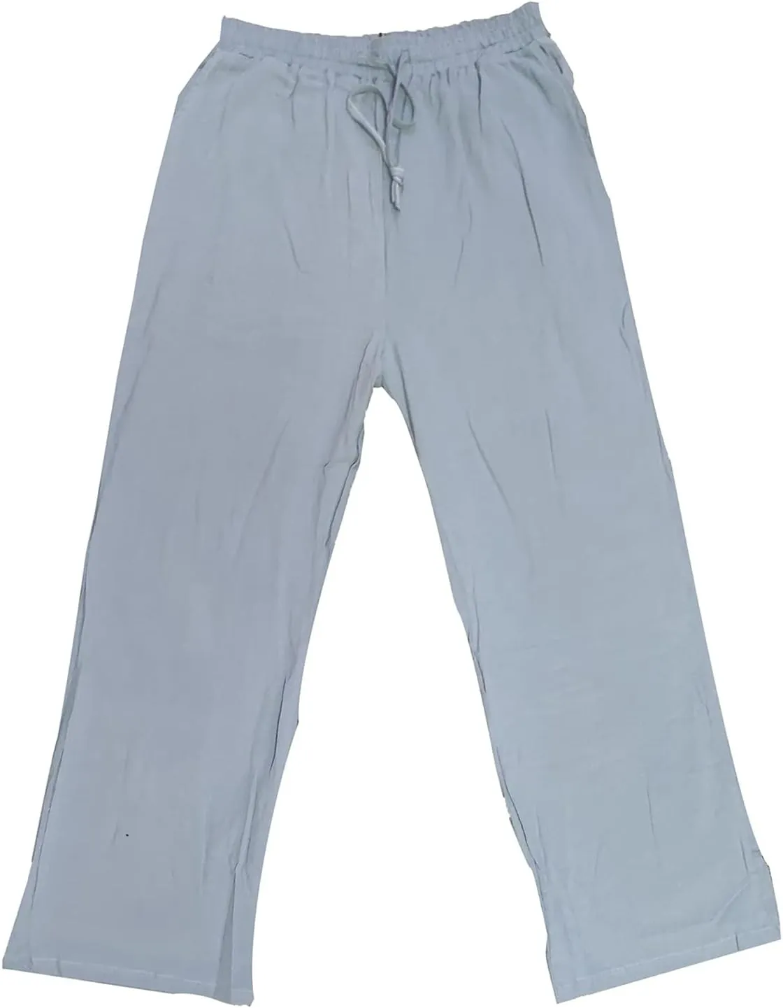 Mens Cotton Linen Pants Summer Drawstring Trousers Elastic Waist Casual Jogger Loose Beach Yoga Pants Solid Sweatpants